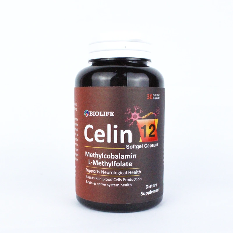 Celin 12 – Methylcobalamin & L-Methylfolate Capsules for Nerve & Brain Health – 30 Softgels